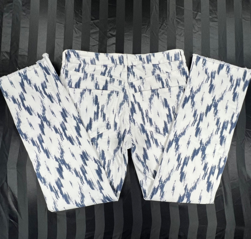 Free People - Indigo Skies Tribal Ikat High-Rise Flare Jeans (Size 28) MSRP $98